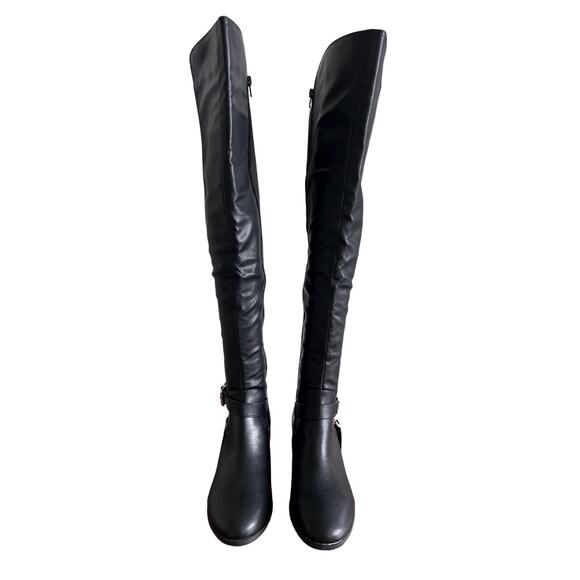 STYLE & CO WOMENS 'CHARLAA' BUCKLED OVER-THE-KNEE BLACK SMOOTH BOOTS SIZE 7M NEW - Picture 3 of 11